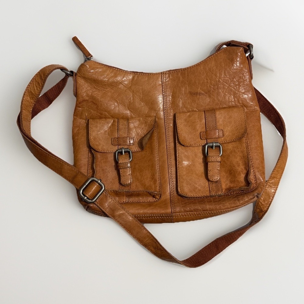 Spikes & Sparrow Dutch Design Leather Crossbody Bag Cargo Pocket Travel *STAINS
